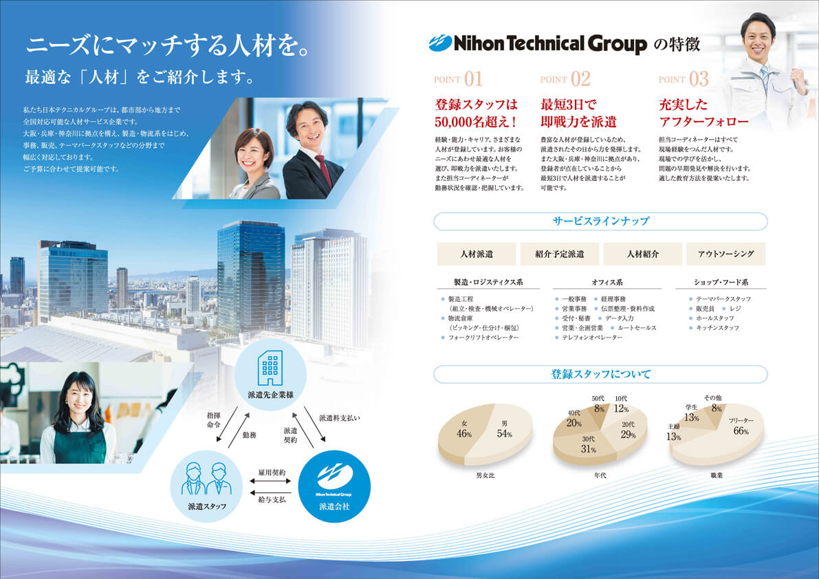 日本テクニカルグループ様　会社案内パンフレット画像